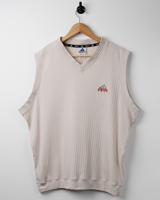 90s Adidas Beige Textured Golf Vest (S)