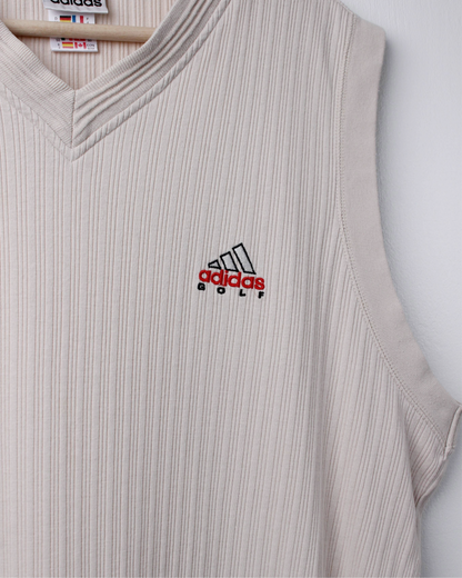 90s Adidas Beige Textured Golf Vest (S)