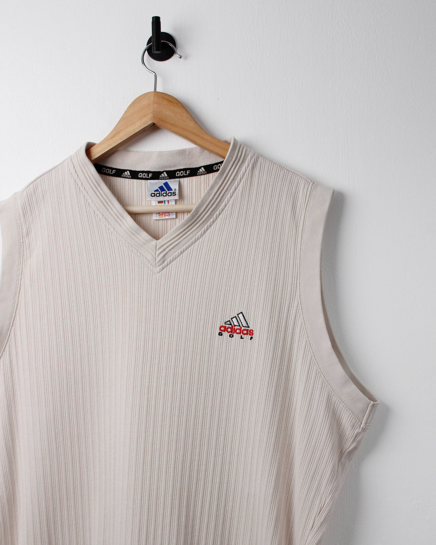 90s Adidas Beige Textured Golf Vest (S)