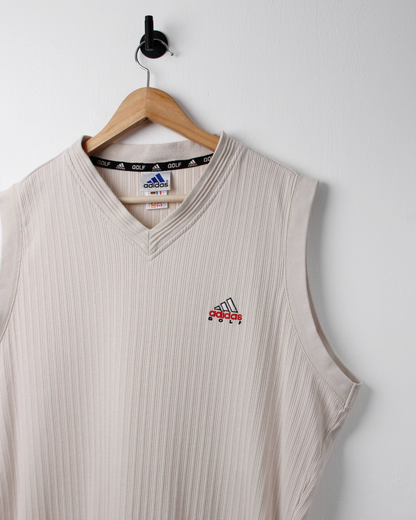 90s Adidas Beige Textured Golf Vest (S)