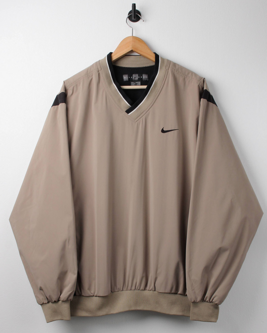 90s Nike Brown/Black V-Neck Windbreaker (L)