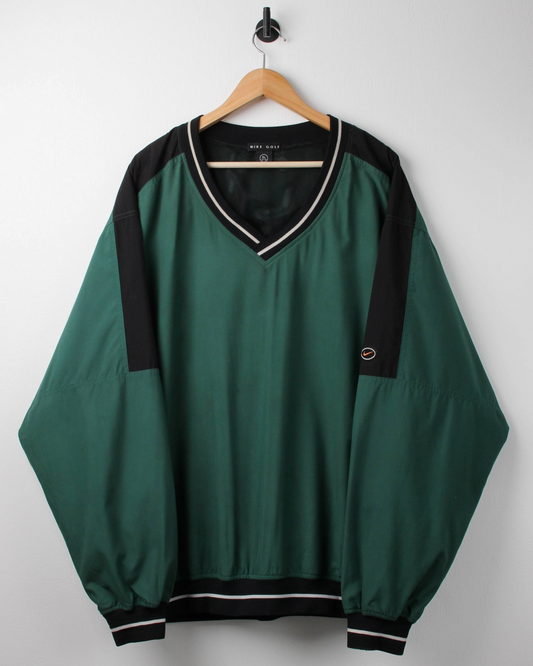 90s Nike Green V-Neck Windbreaker (XL)