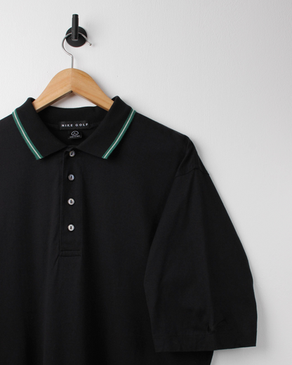90s Nike Black/Green Polo (XL)