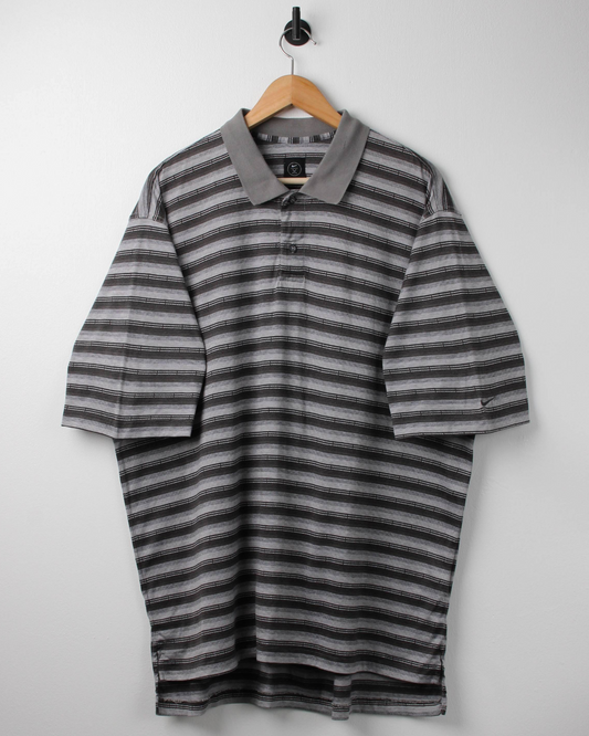 90s Nike Geometric Pattern Grey Polo (XL)