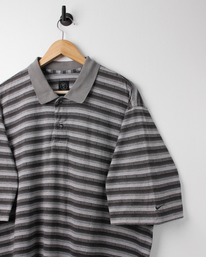 90s Nike Geometric Pattern Grey Polo (XL)