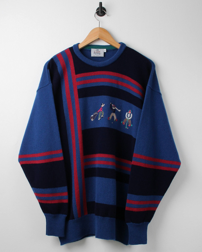 90s Clan Royal Blue/Burgundy Knit (L)