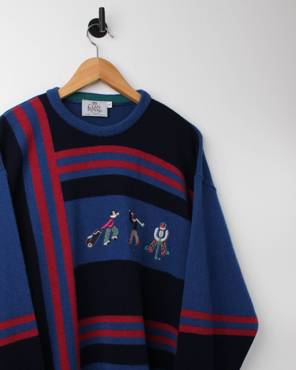 90s Clan Royal Blue/Burgundy Knit (L)