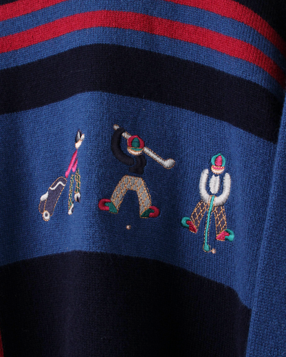 90s Clan Royal Blue/Burgundy Knit (L)