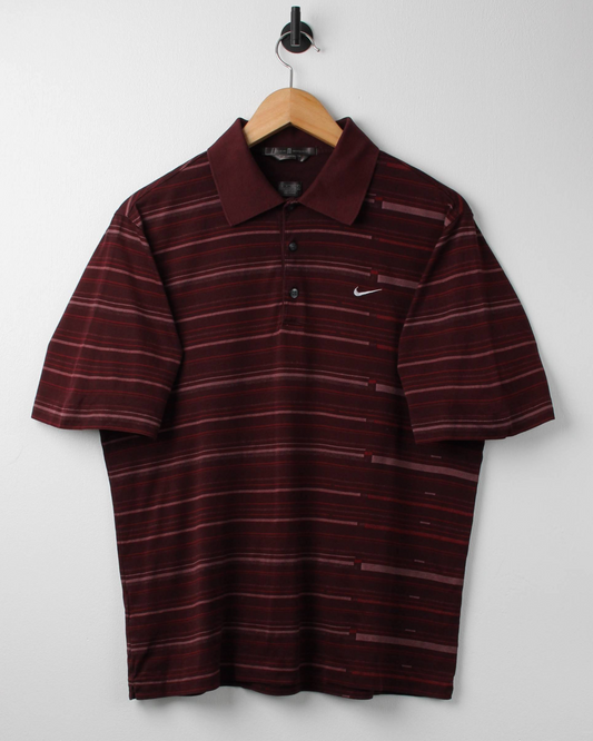 00s Nike Tiger Woods Burgundy Patterned Polo (S)