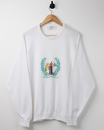 90s Pringle Sports White Graphic Crewneck Knit (M)