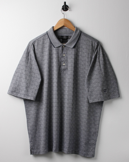 00s Nike Shield Logo Grey Chequered Polo (L)