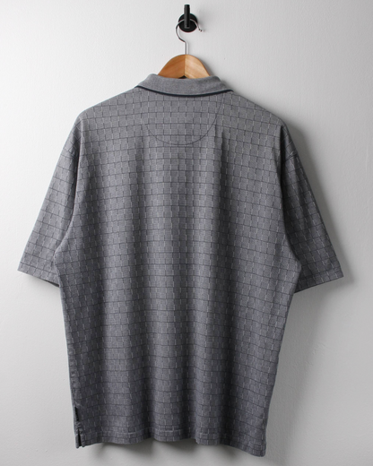 00s Nike Shield Logo Grey Chequered Polo (L)