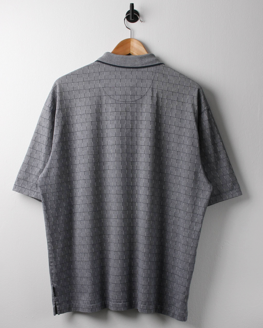 00s Nike Shield Logo Grey Chequered Polo (L)