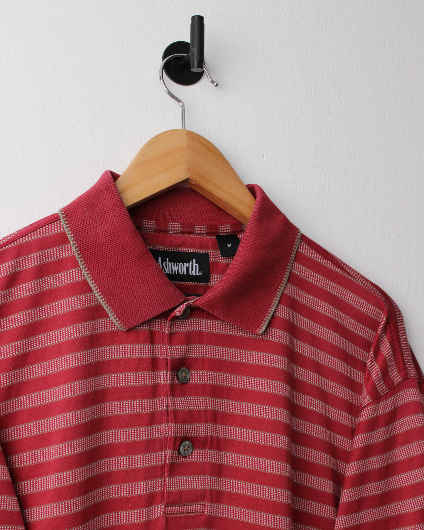 90s Ashworth Red & White Striped Polo (L)