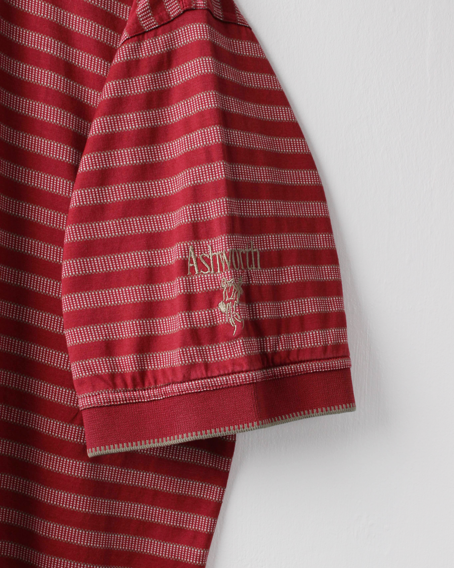 90s Ashworth Red & White Striped Polo (L)