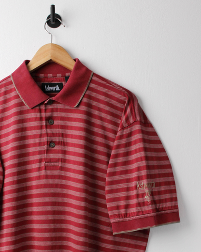 90s Ashworth Red & White Striped Polo (L)