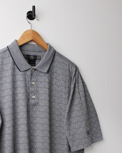 00s Nike Shield Logo Grey Chequered Polo (L)