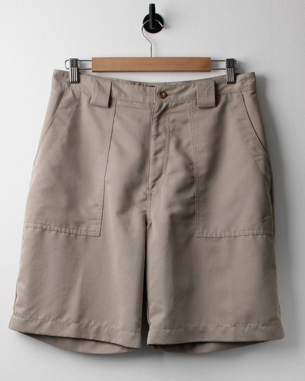 00s Nike Shield Logo Beige Shorts (32W)