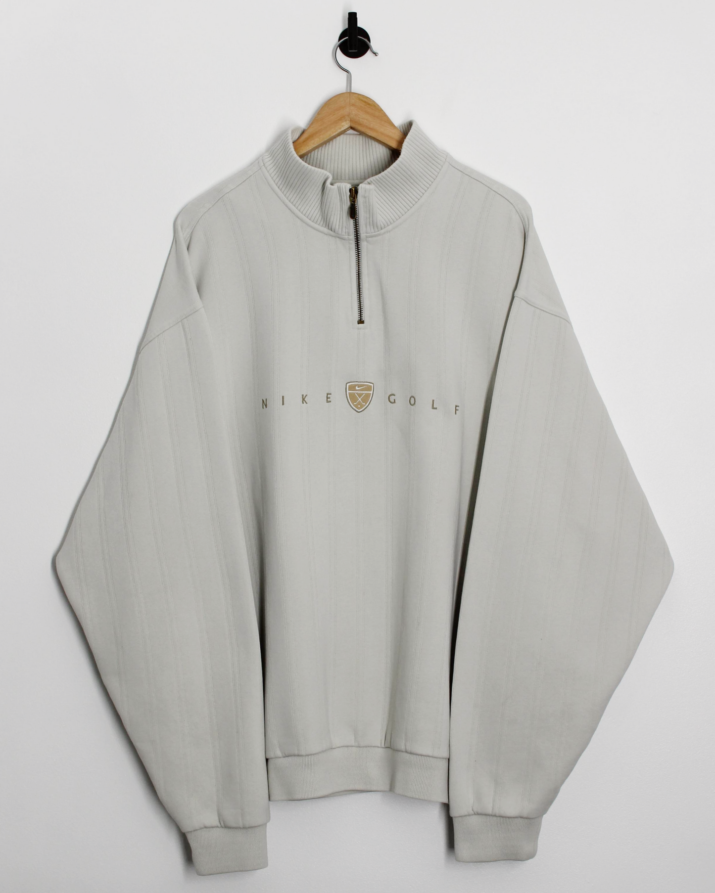 00s Nike Shield Logo Cream Quarter Zip Sweatshirt (XL/XXL)