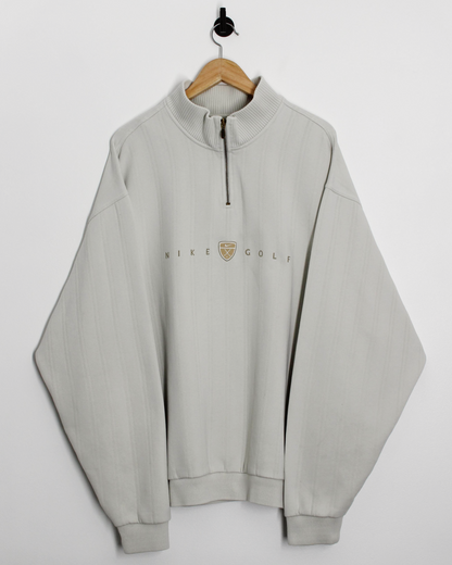 00s Nike Shield Logo Cream Quarter Zip Sweatshirt (XL/XXL)