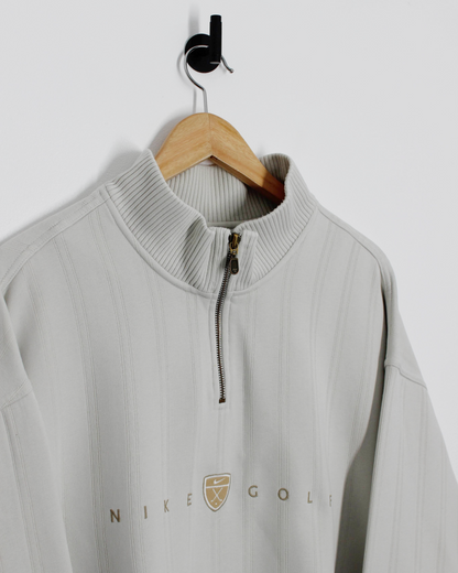 00s Nike Shield Logo Cream Quarter Zip Sweatshirt (XL/XXL)
