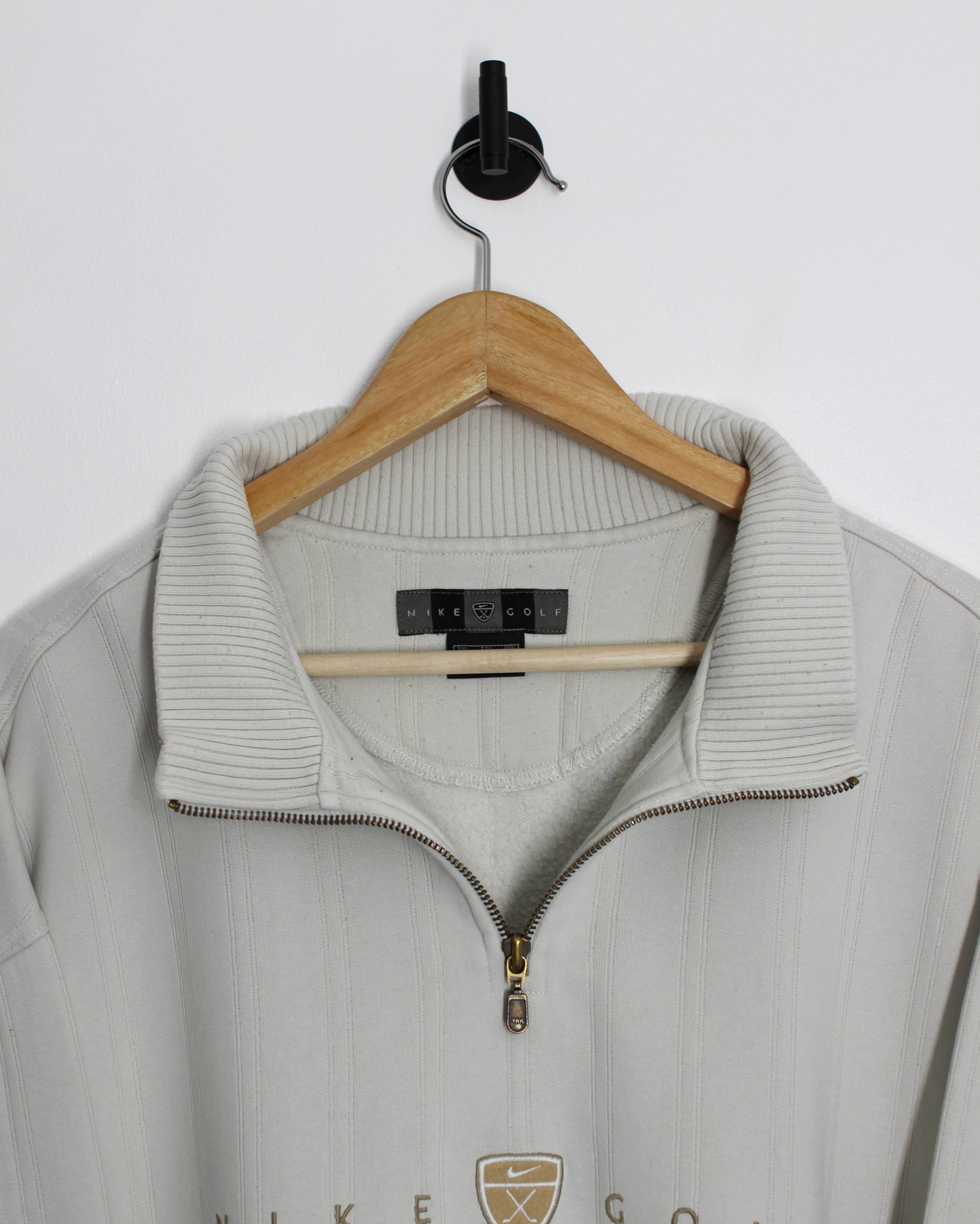 00s Nike Shield Logo Cream Quarter Zip Sweatshirt (XL/XXL)