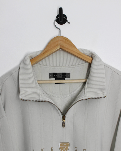 00s Nike Shield Logo Cream Quarter Zip Sweatshirt (XL/XXL)