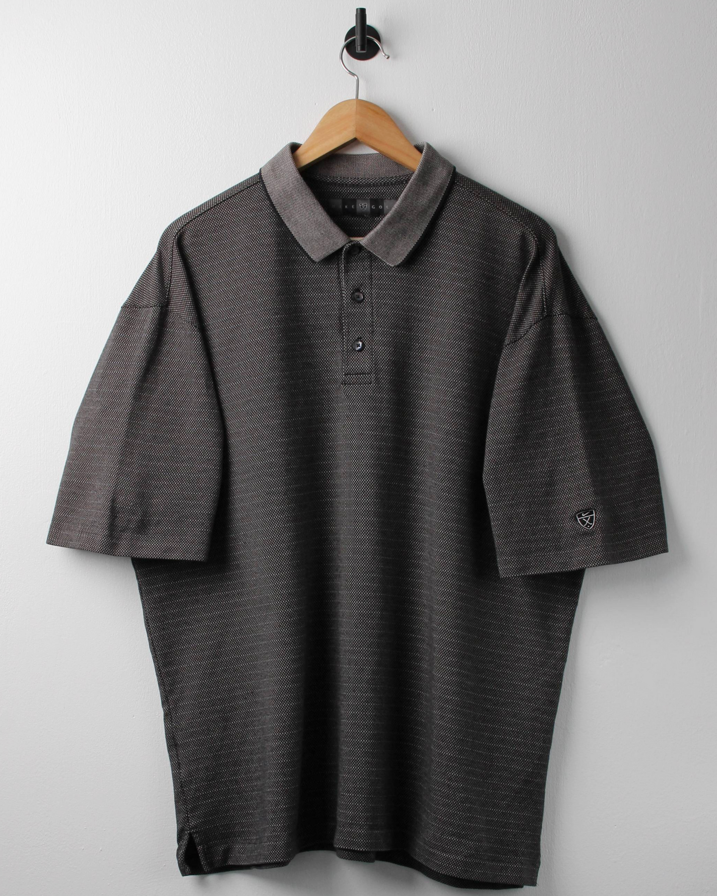 00s Nike Shield Logo Micro Pattern Polo (L)