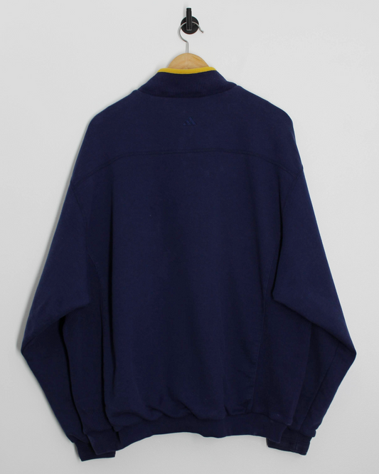 00s Adidas Navy/Yellow Quarter Zip Sweatshirt (XL)