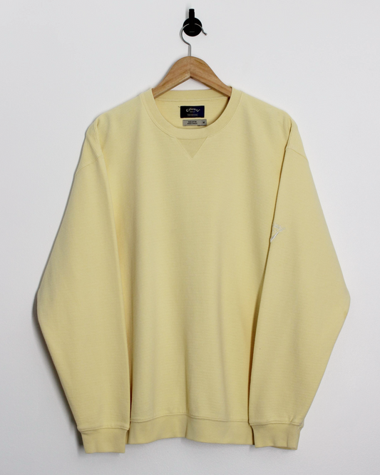 00s Callaway Yellow Ribbed Crewneck Sweatshirt (M)