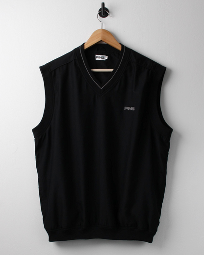 00s Ping ‘Mr Ping’ Logo Black Windbreaker Golf Vest (S)