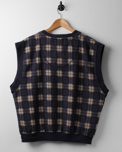 90s Pebble Beach Navy Plaid Golf Vest (M)