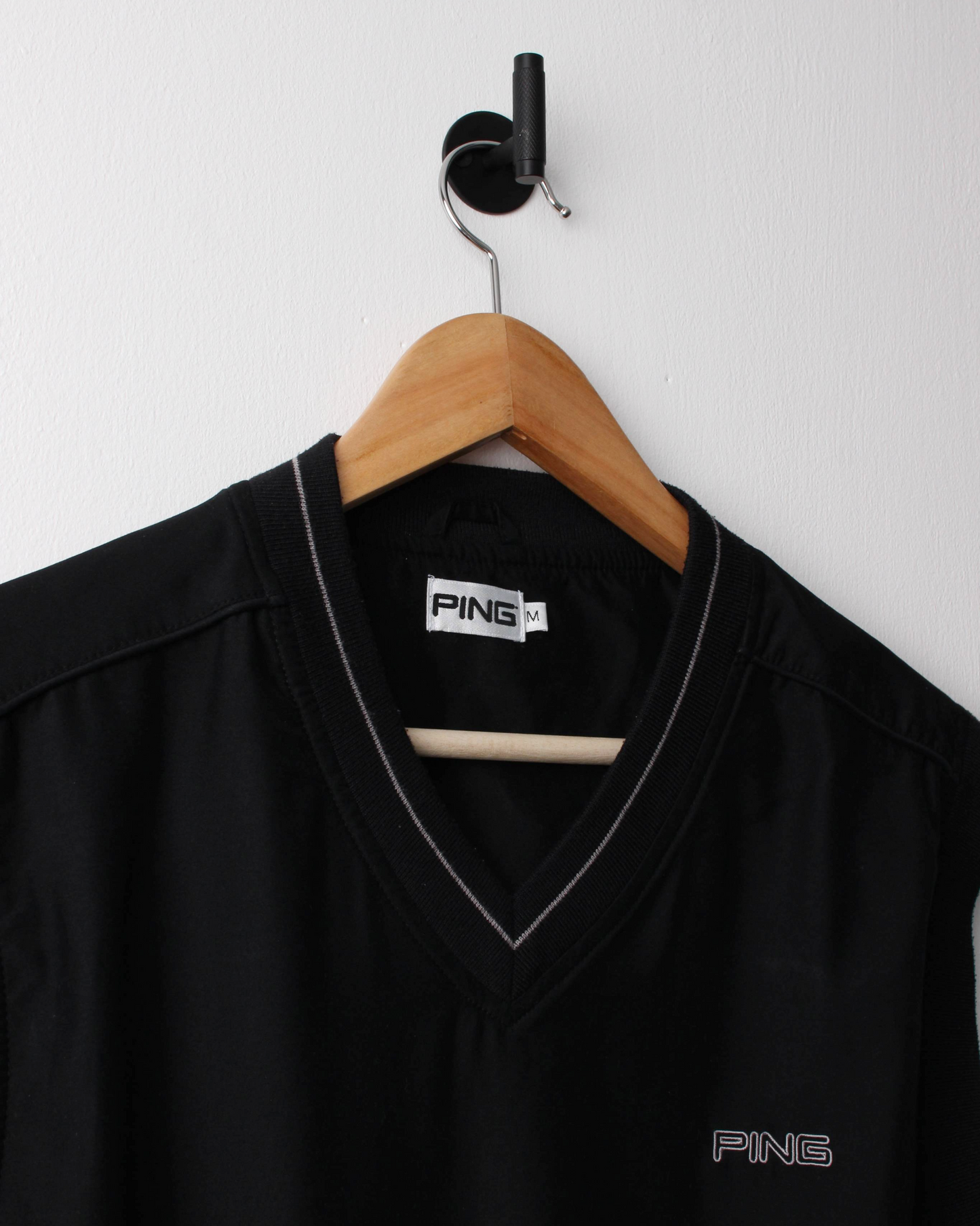 00s Ping ‘Mr Ping’ Logo Black Windbreaker Golf Vest (S)