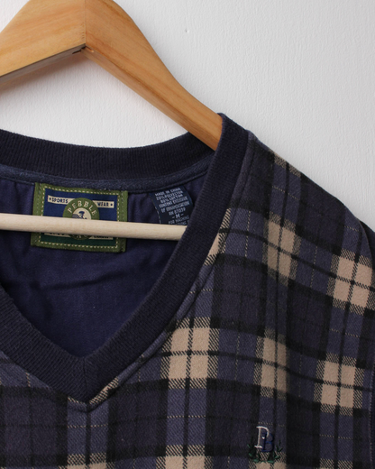 90s Pebble Beach Navy Plaid Golf Vest (M)