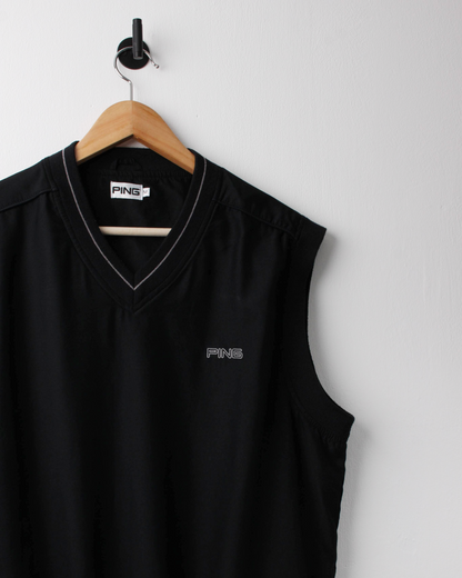 00s Ping ‘Mr Ping’ Logo Black Windbreaker Golf Vest (S)