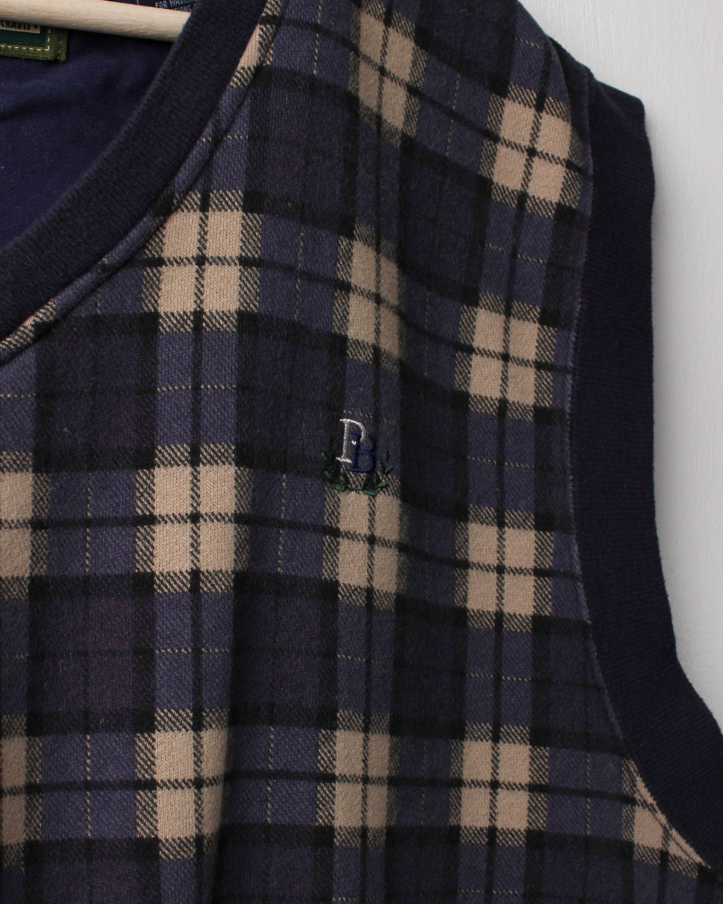 90s Pebble Beach Navy Plaid Golf Vest (M)