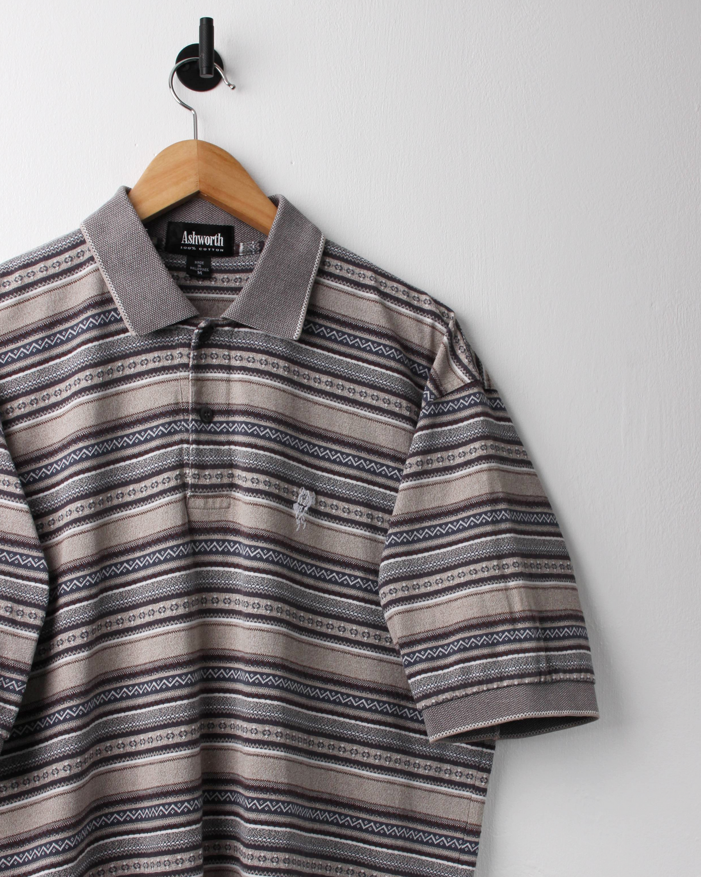 90s Ashworth Abstract Striped Polo (L)