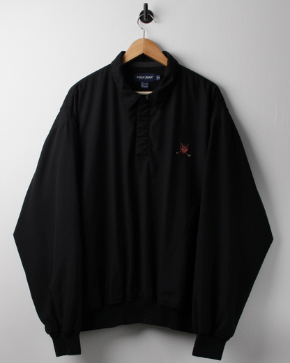 90s Ralph Lauren Black Collared Windbreaker (XL)