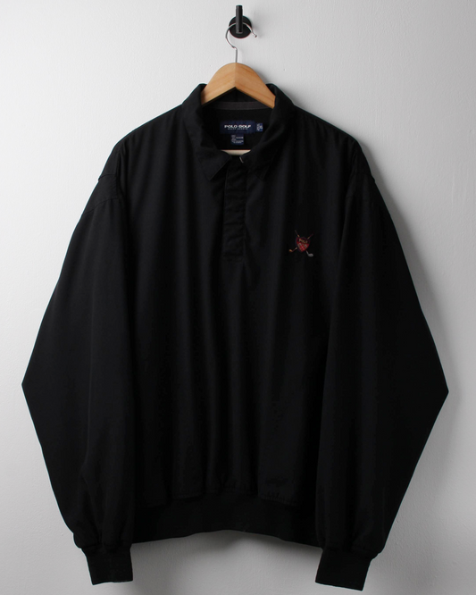 90s Ralph Lauren Black Collared Windbreaker (XL)