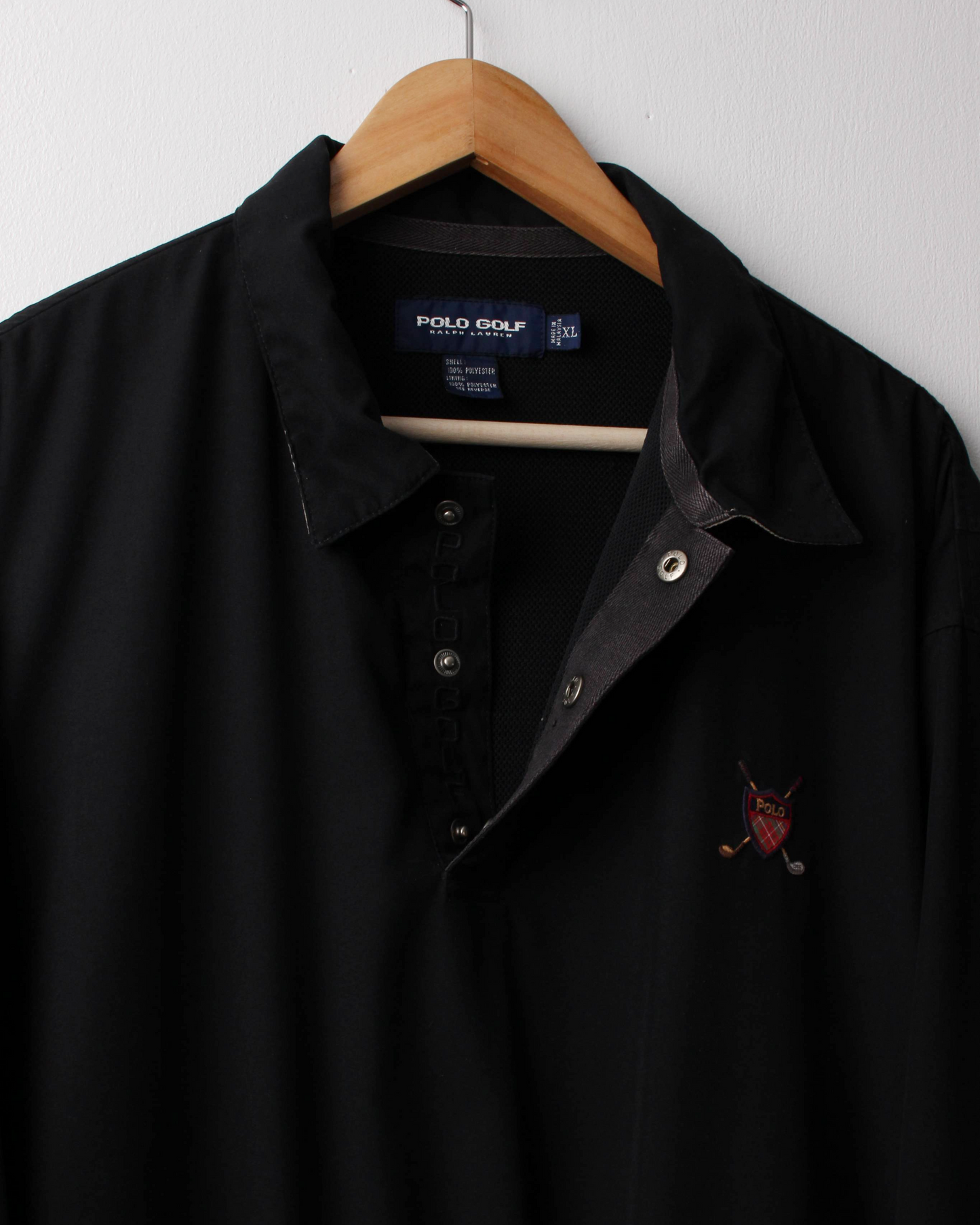 90s Ralph Lauren Black Collared Windbreaker (XL)