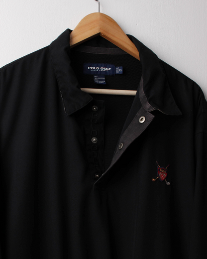 90s Ralph Lauren Black Collared Windbreaker (XL)