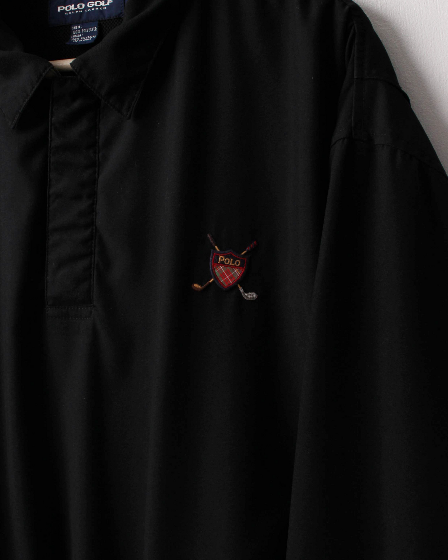 90s Ralph Lauren Black Collared Windbreaker (XL)