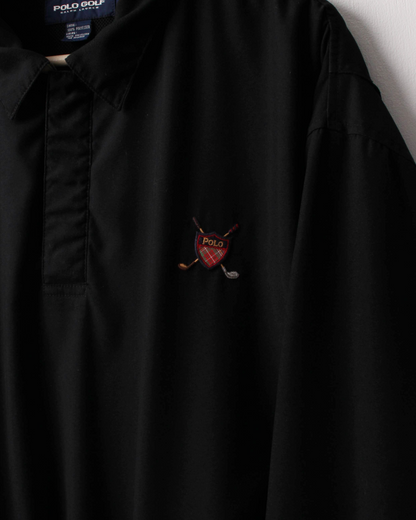 90s Ralph Lauren Black Collared Windbreaker (XL)