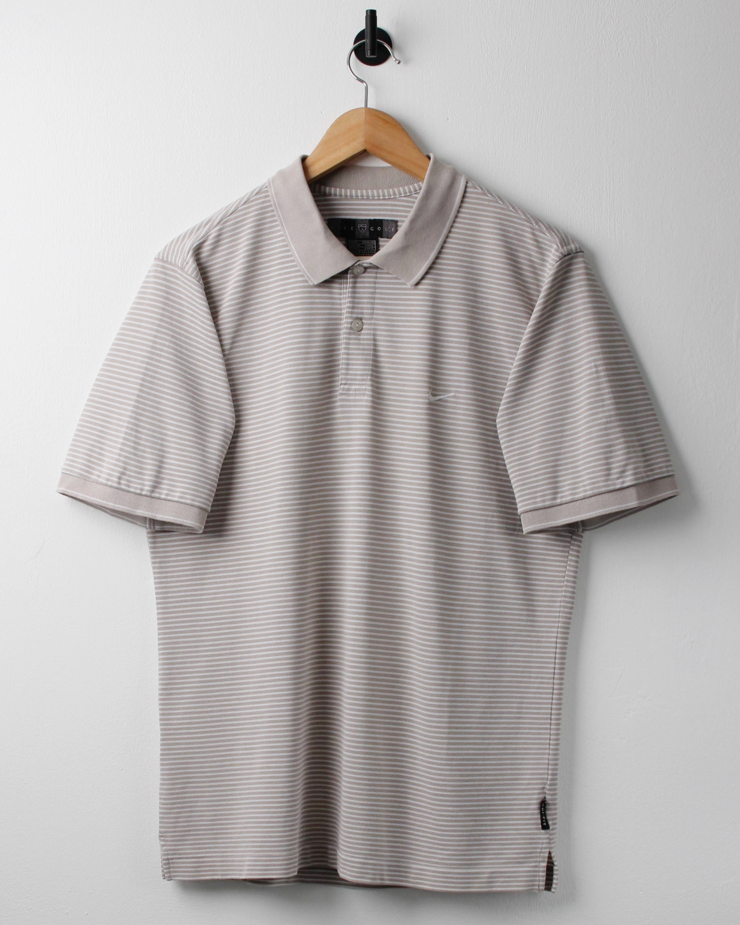 00s Nike Cream & White Striped Polo (S)
