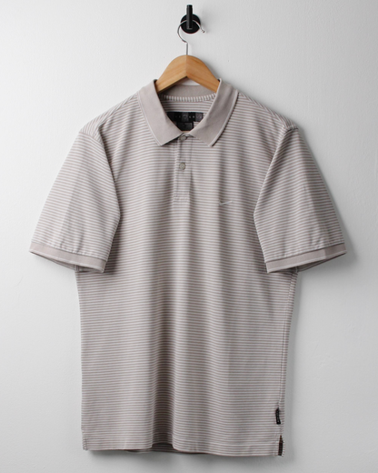 00s Nike Cream & White Striped Polo (S)