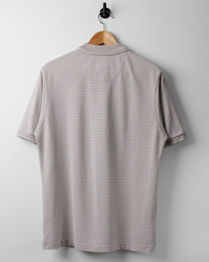 00s Nike Cream & White Striped Polo (S)