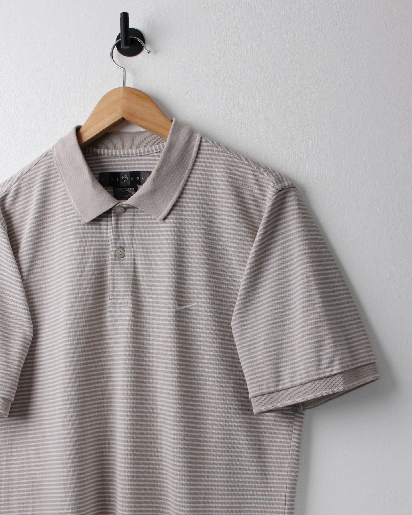 00s Nike Cream & White Striped Polo (S)