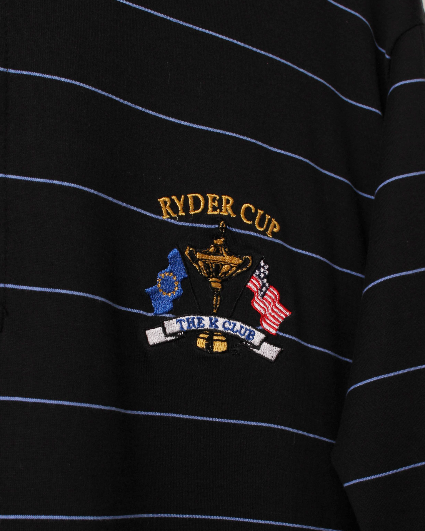 2006 Ryder Cup Polo Golf Black & Blue Striped Polo (L)