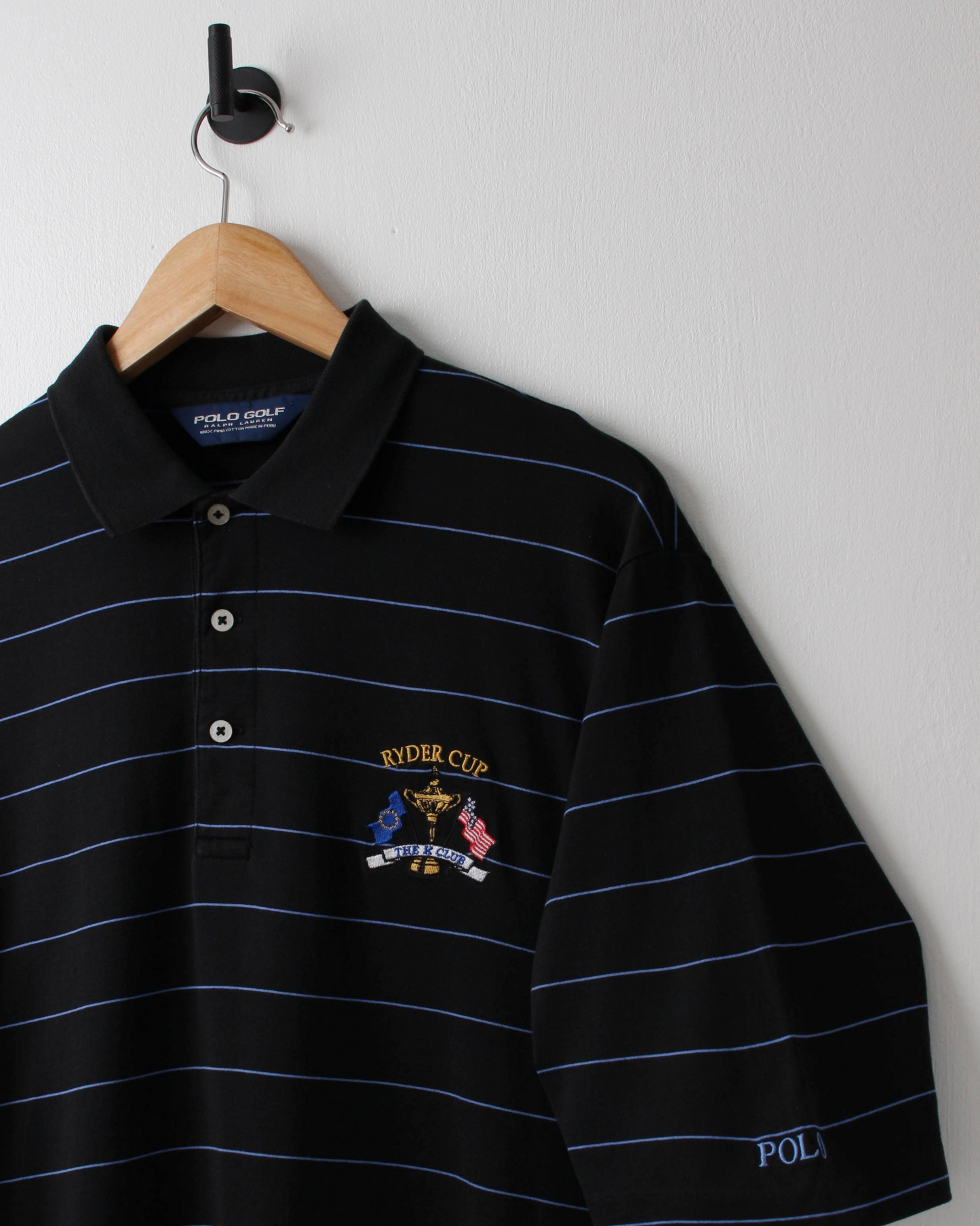 2006 Ryder Cup Polo Golf Black & Blue Striped Polo (L)