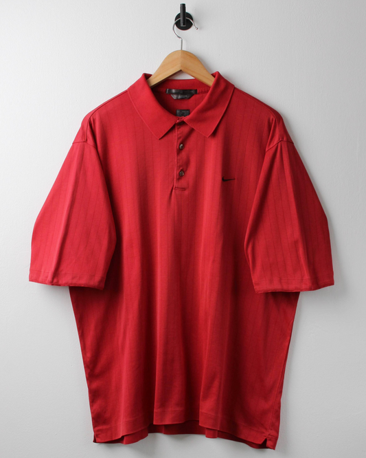 00s Nike Tiger Woods Red Textured Polo (L)